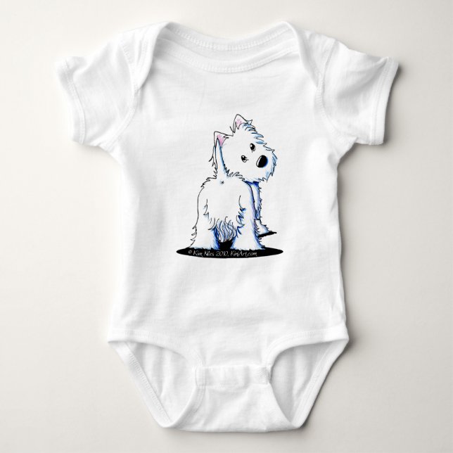 Fluffy Butt Westie Baby Bodysuit (Front)
