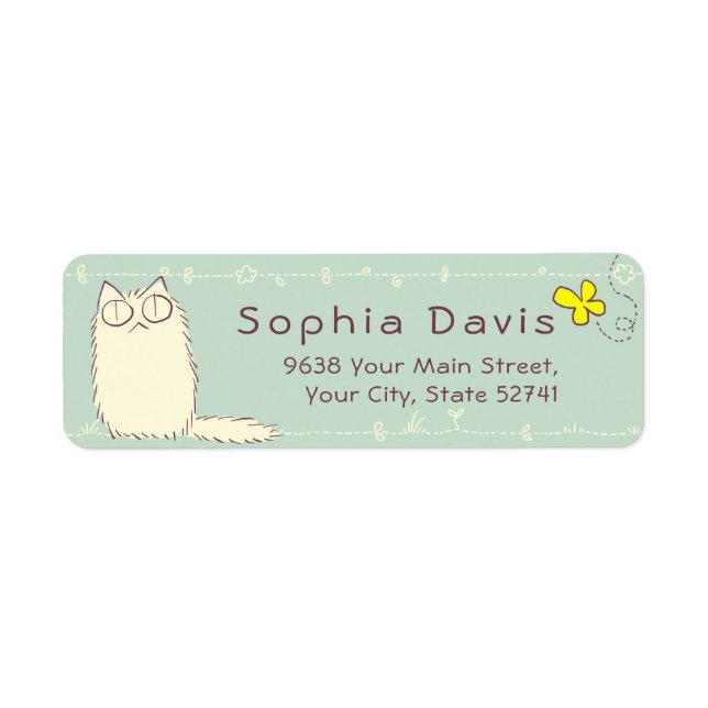 Fluffy Cat and Yellow Butterfly Custom text (Front)