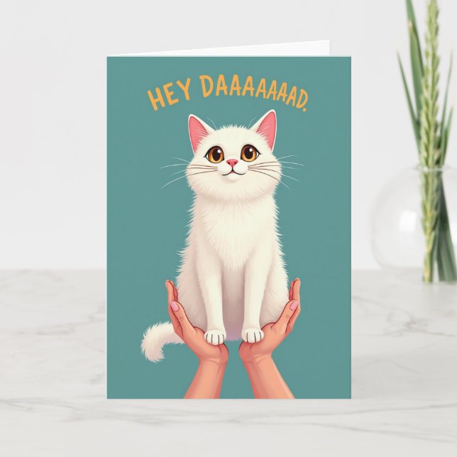 Fluffy Cat Fathers Day Card (Front)