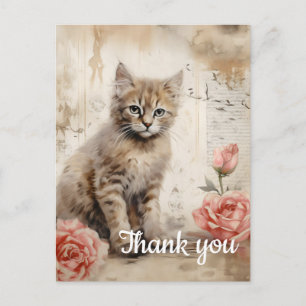 Fluffy cat Thank you 13 Postcard