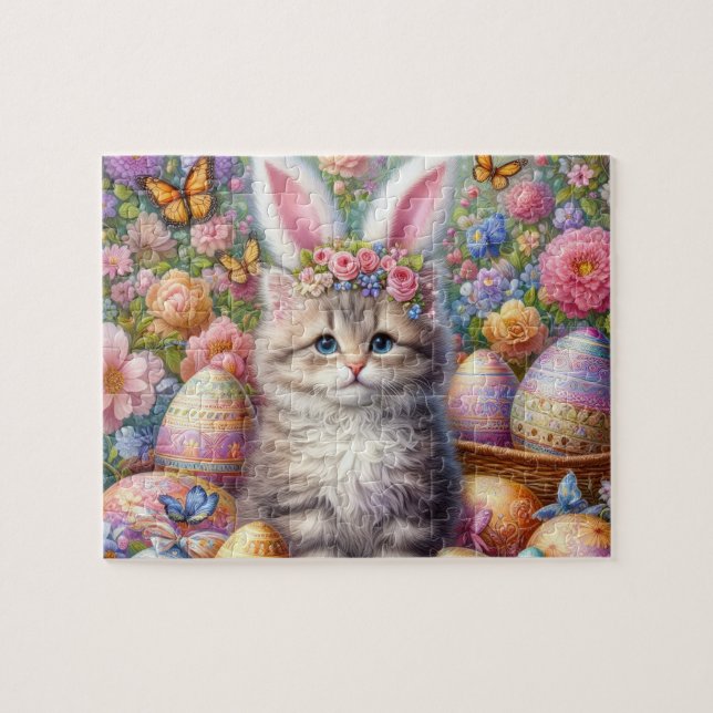 Fluffy Cat With Bunny Ears Jigsaw Puzzle (Horizontal)