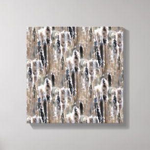 Fluffy Cattails Multiplied Nature Canvas Print