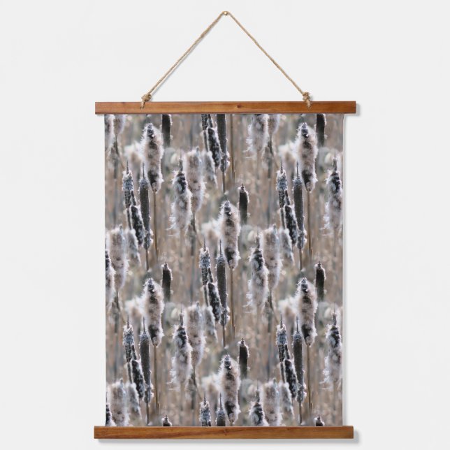 Fluffy Cattails Nature Pattern  Hanging Tapestry (Front)