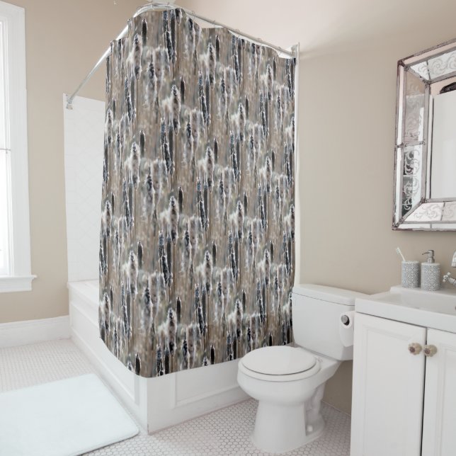 Fluffy Cattails Nature Pattern  Shower Curtain (In Situ)