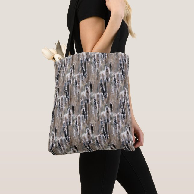 Fluffy Cattails Nature Pattern   Tote Bag (Close Up)