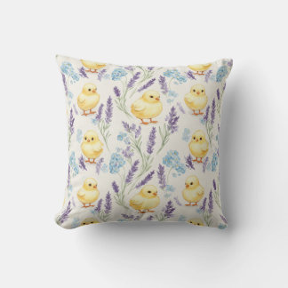 Fluffy Chicks and Lavender by Natasha Us Cushion