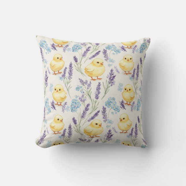  Fluffy Chicks and Lavender by Natasha Us   Cushion (Front)