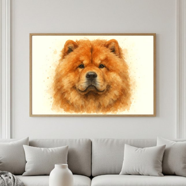 Fluffy Chow Chow Watercolor Portrait Poster (Creator Uploaded)