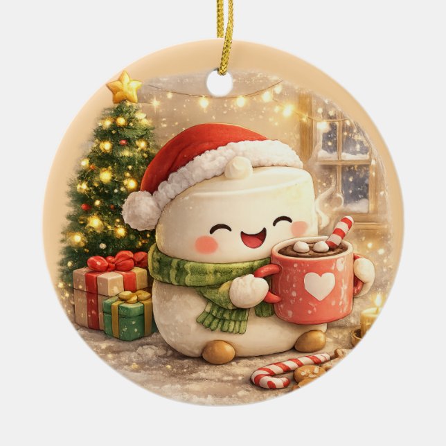 Fluffy Christmas  Ceramic Tree Decoration (Front)
