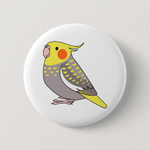 Fluffy cinnamon pearl cockatiel parrot cartoon 6 cm round badge