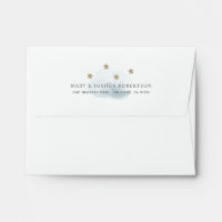 Fluffy Cloud & Gold Glitter Stars White Envelope