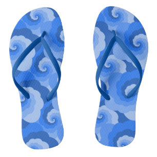 Fluffy Clouds Blue Spiral Flip Flops