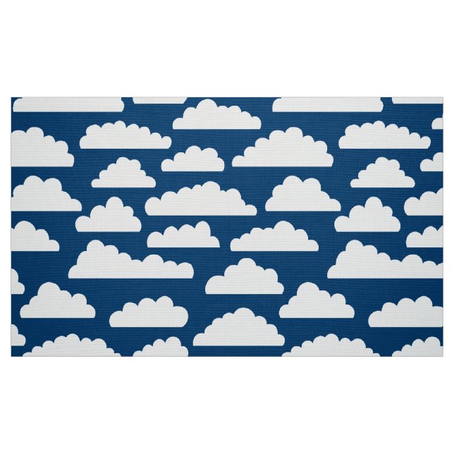Fluffy Clouds Pattern - White on Blue 00396c Fabric (Fat Quarter)