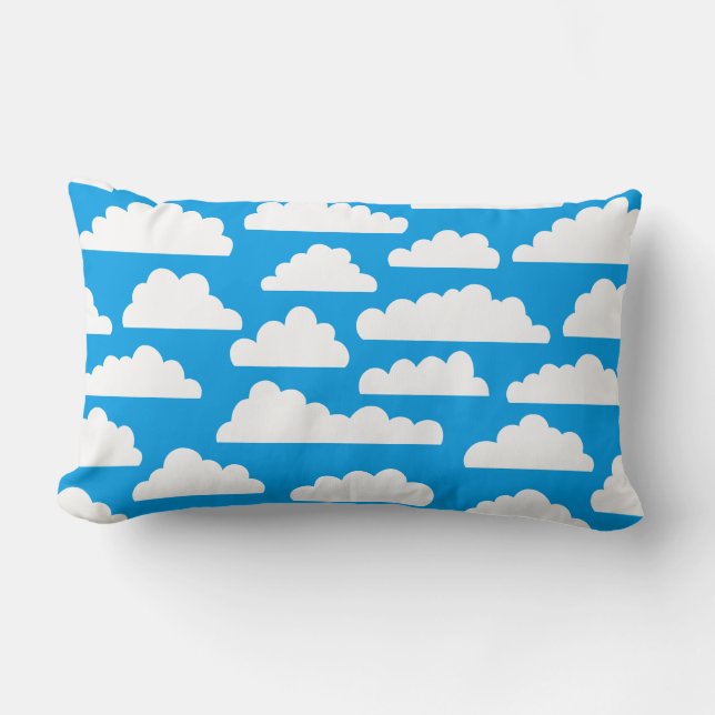 Fluffy Clouds Pattern - White on Blue 009dea Lumbar Cushion (Front)