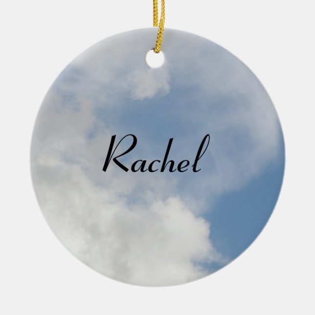 Fluffy Clouds Personalised Message Pendant Ceramic Tree Decoration (Front)