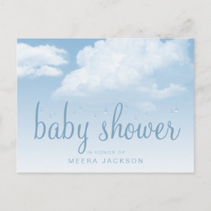 Fluffy Clouds Raindrops Baby Shower Invitation Postcard