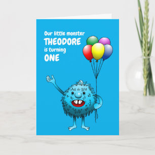Fluffy Cute Blue Monster Birthday Invitation