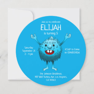 Fluffy Cute Monster Birthday Invitation