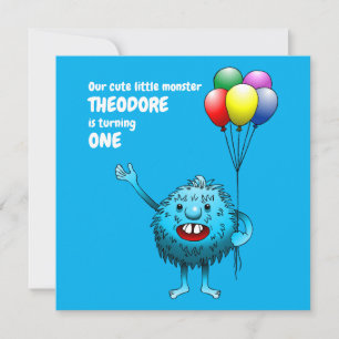 Fluffy Cute Monster Birthday Invitation