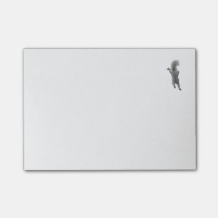 Fluffy Digitally Drawn Grey Squirrel Climbing Down Post-it Notes