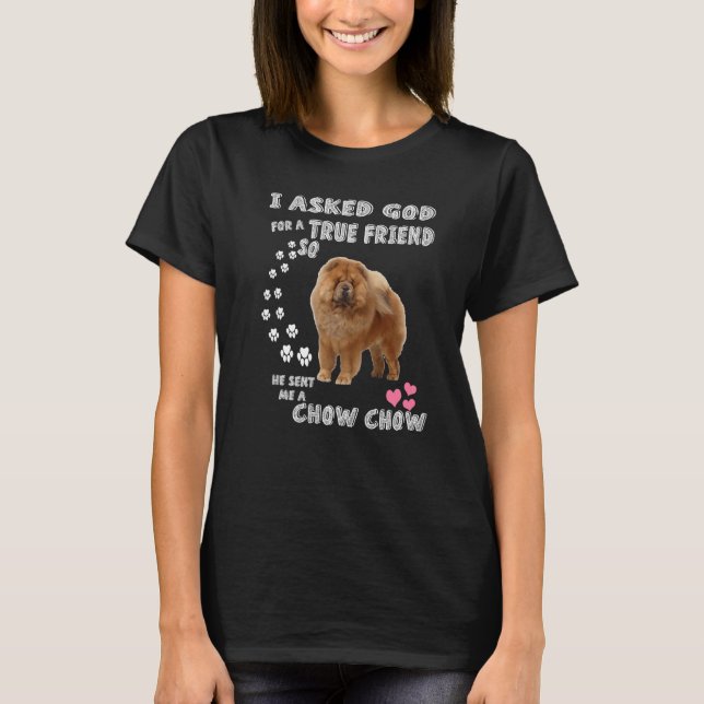 Fluffy Dog Mum Dad Quote Costume Chow Puppy Cute C T-Shirt (Front)