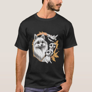 Fluffy Dog with Meerkats and Birds T-Shirt