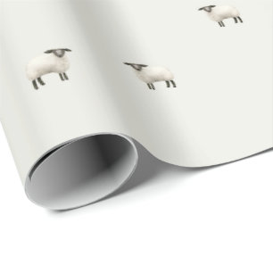 Fluffy farm - mini lamb sheep  wrapping paper