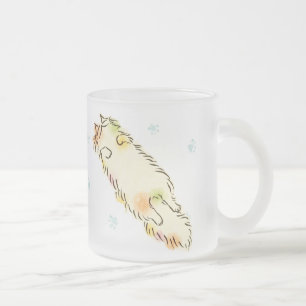 Fluffy Flop Cat (Calico) Frosted Glass Coffee Mug