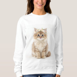 "Fluffy Flower Crown Cat Sweatshirt" Sweatshirt