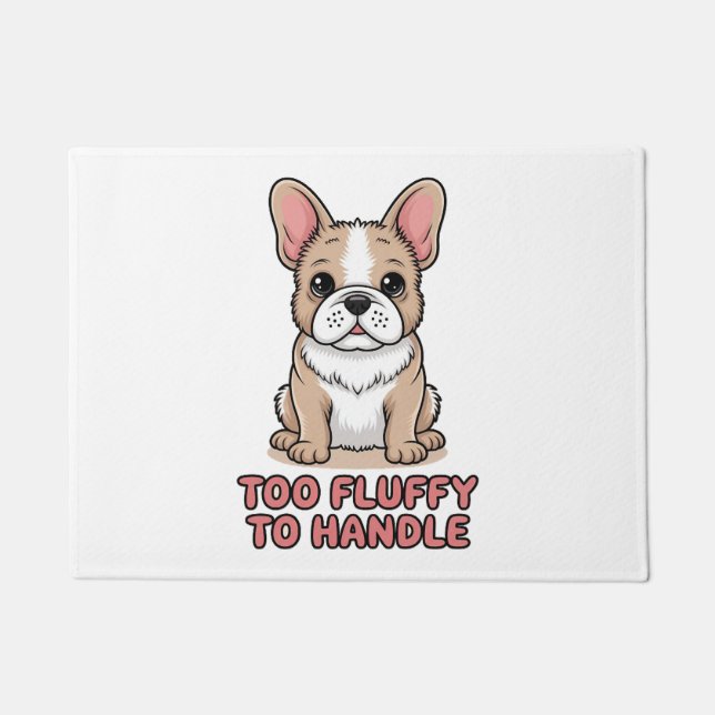 Fluffy French Bulldog Too Fluffy to Handle Doormat (Front)