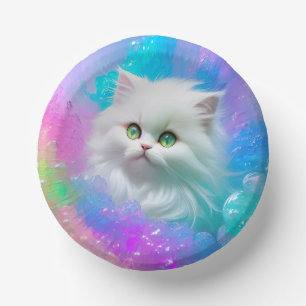 Fluffy Fun Kitten Meowgical Girly Birthday Paper Plate