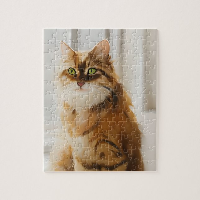 Fluffy Ginger Cat in the Window Jigsaw Puzzle (Vertical)