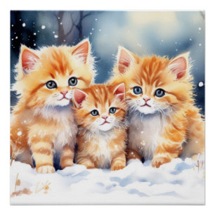 Fluffy Ginger Kittens Poster