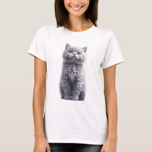 Fluffy Grey British Shorthair Kitten Women T-Shirt
