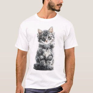 Fluffy Grey Tabby Kitten Portrait Men T-Shirt