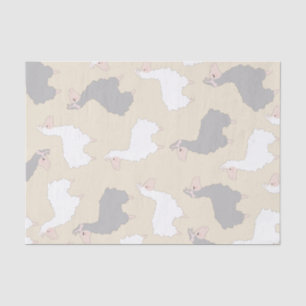 Fluffy Grey & White Llamas Tissue Paper