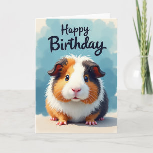 Fluffy Guinea Pig Birthday Card