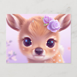 Fluffy Happy Baby Deer with Ivory Nose Postcard