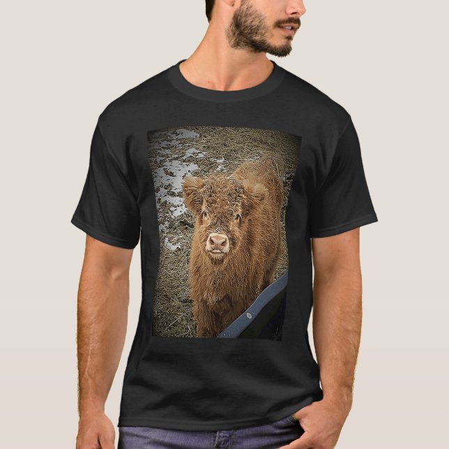 Fluffy Highland cow T-Shirt (Front)