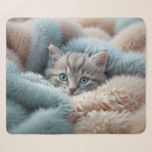 Fluffy Kitten in a Soft Blanket