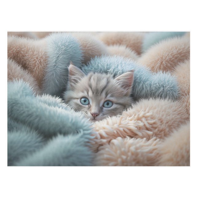 Fluffy Kitten in a Soft Blanket Tablecloth (Front (Horizontal))