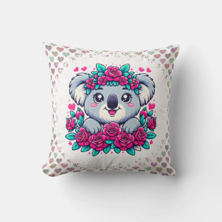 Fluffy Koala with Flower Crown Cushion