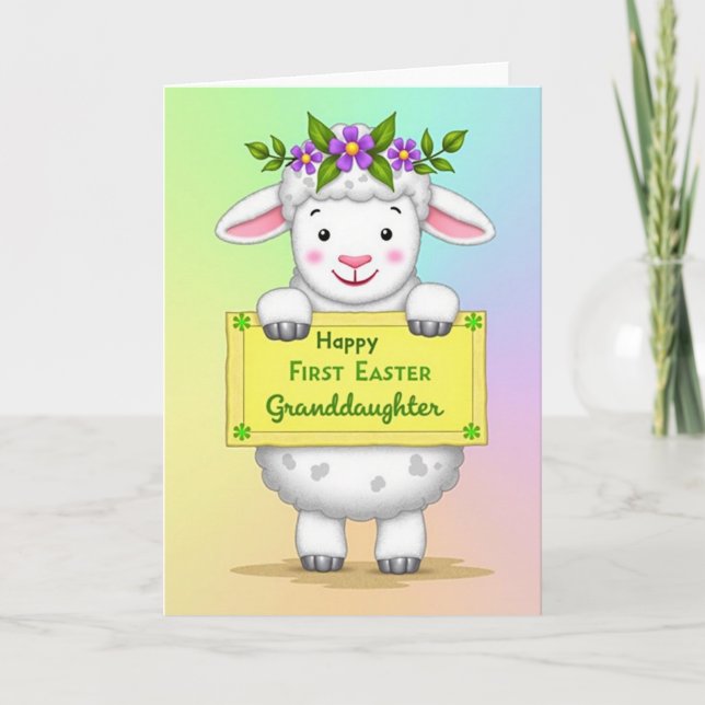 Fluffy Lamb Easter Message Card (Front)