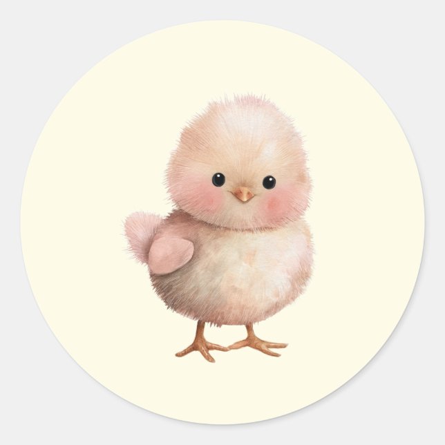 Fluffy Little Chick | Cute Spring & Easter Animal  Classic Round Sticker (Front)