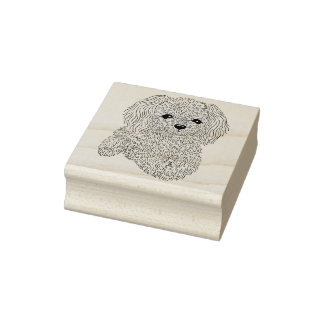 Fluffy Little Poodle Dog Rubber Stamp