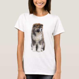 Fluffy Longhair Akita Puppy Portrait Women T-Shirt