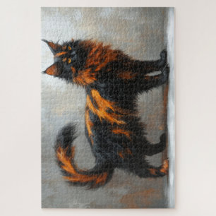 Fluffy maine coon cat jigsaw puzzle