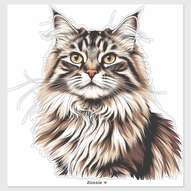 Fluffy Maine Coon Cat With Striking Fur (Sheet)