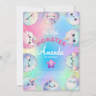 Fluffy monster girl Birthday Invitation