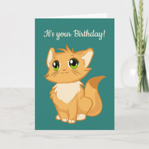 Fluffy Orange Cat Design Greeting Card